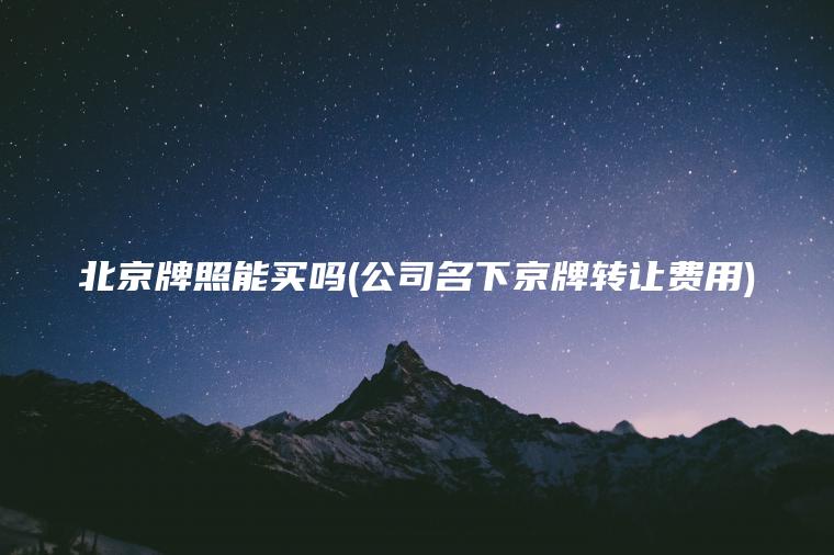 北京牌照能买吗(公司名下京牌转让费用)