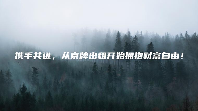 携手共进，从京牌出租开始拥抱财富自由！