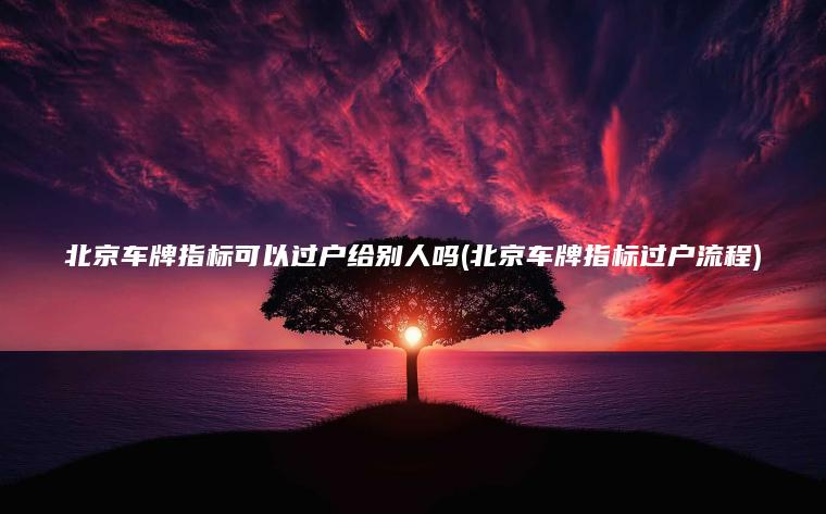 北京车牌指标可以过户给别人吗(北京车牌指标过户流程)