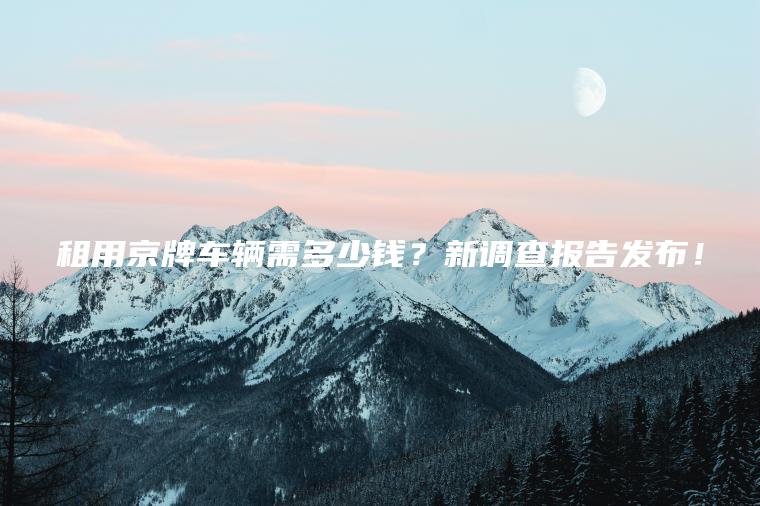 租用京牌车辆需多少钱？新调查报告发布！
