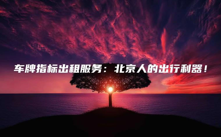 车牌指标出租服务：北京人的出行利器！