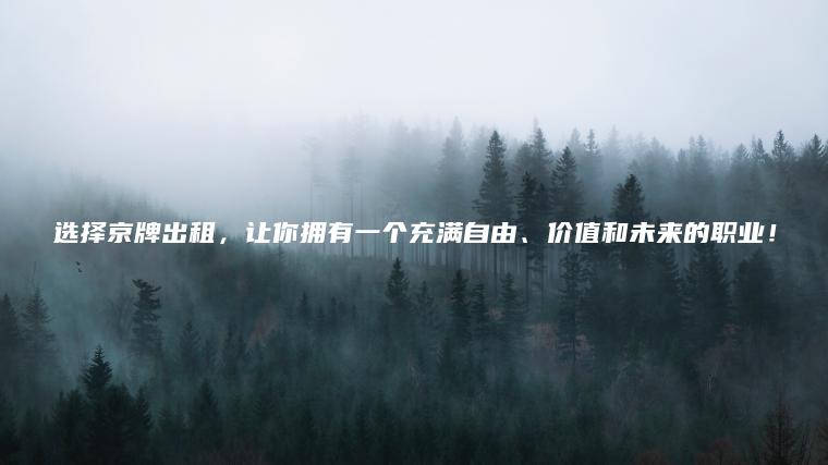 选择京牌出租，让你拥有一个充满自由、价值和未来的职业！