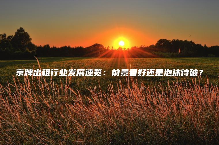 京牌出租行业发展速览：前景看好还是泡沫待破？