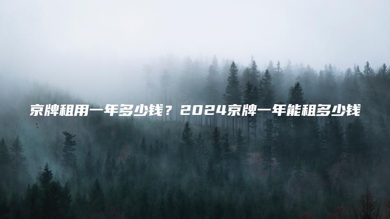 京牌租用一年多少钱？2024京牌一年能租多少钱