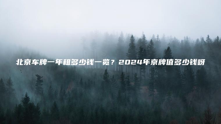 北京车牌一年租多少钱一览？2024年京牌值多少钱呀