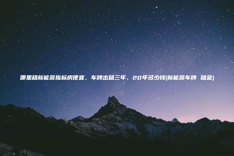 哪里租新能源指标房便宜、车牌出租三年、20年多少钱(新能源车牌 租金)